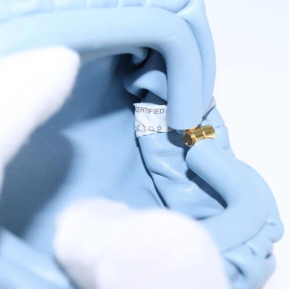 BOTTEGA VENETA The Pouch Leather Light Blue Auth 106740V - Picture 8 of 16